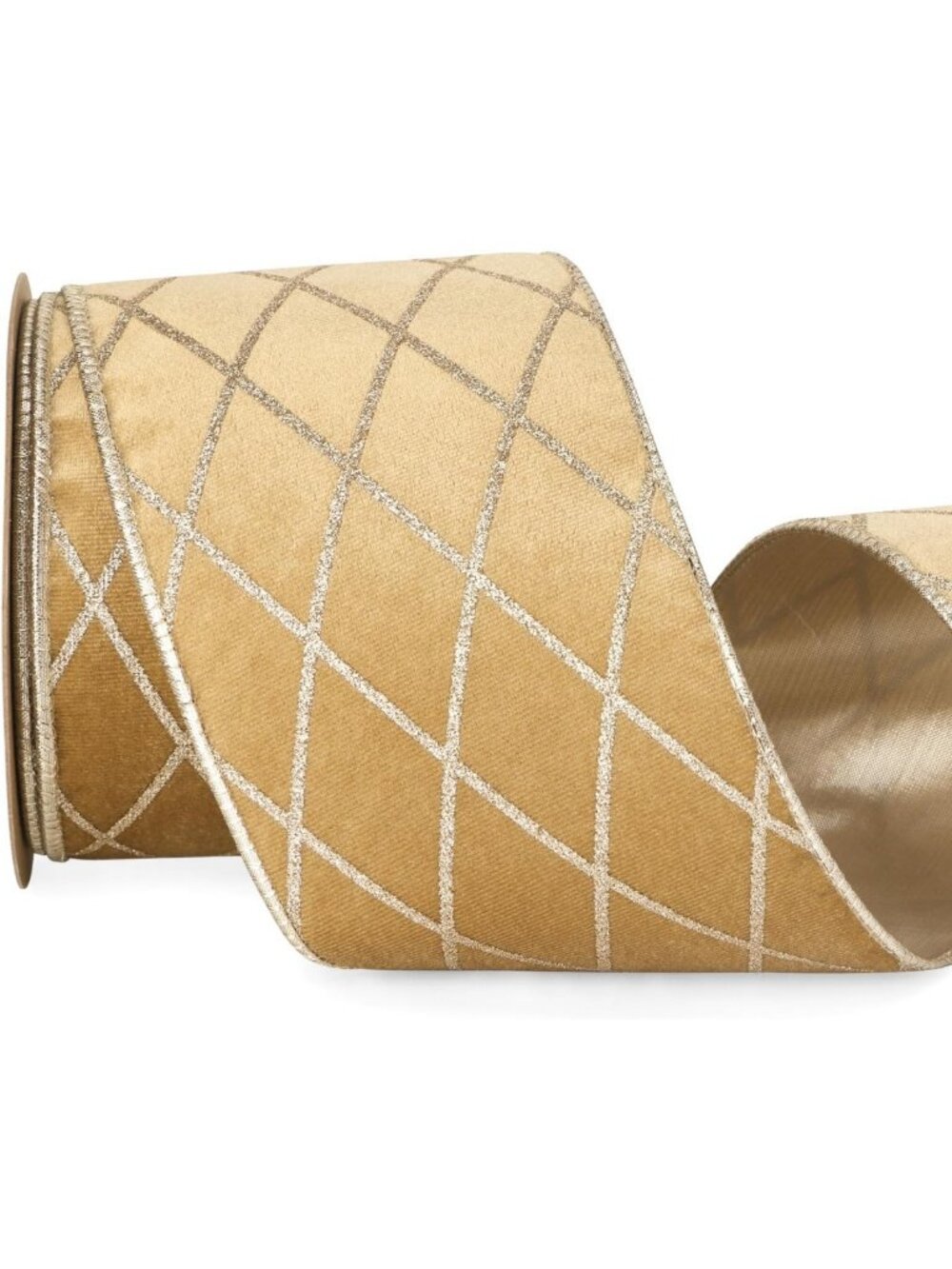 Champagne Gold Velvet Wired Ribbon with Glitter - 4" Christmas Decor, Gift Wrap